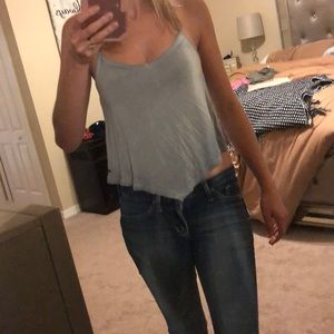 Light bluish-grey crop top